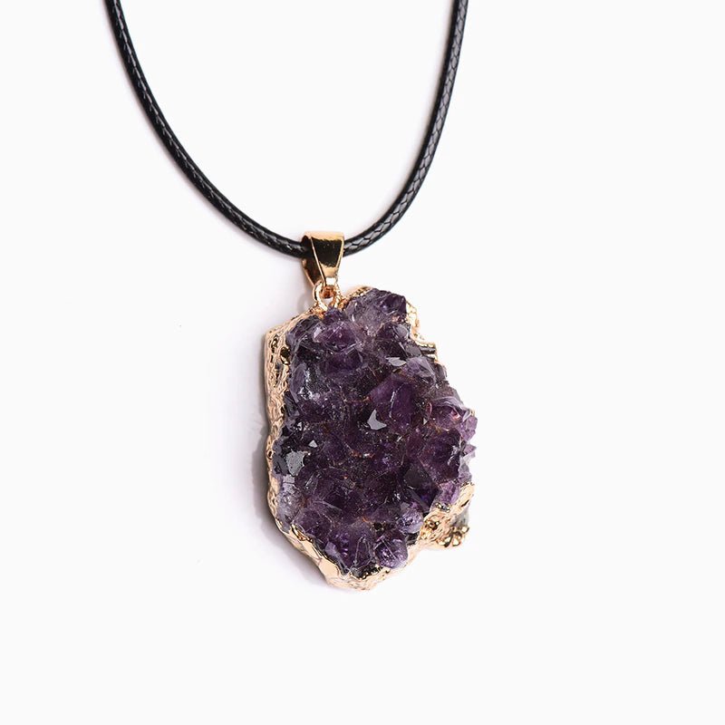 Natural Amethyst Cluster Pendant From Uruguay