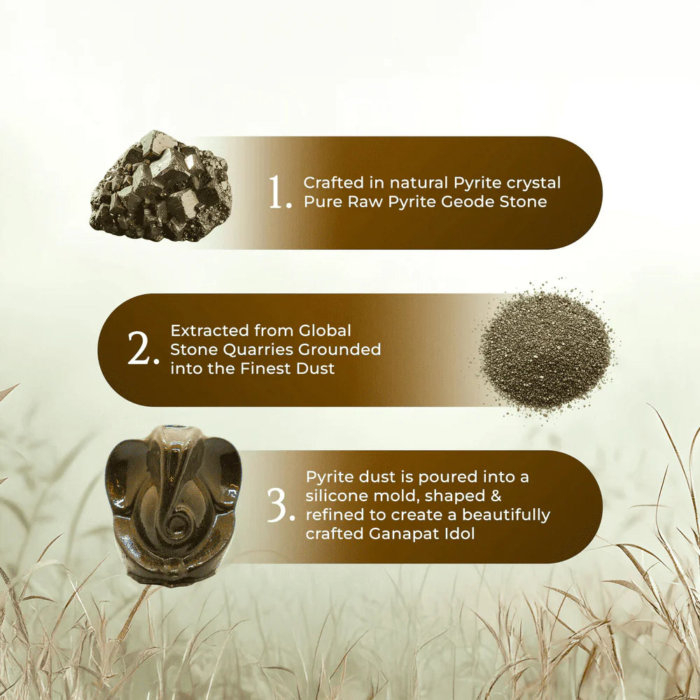 Energized Siddh Pyrite Ganesha Idol