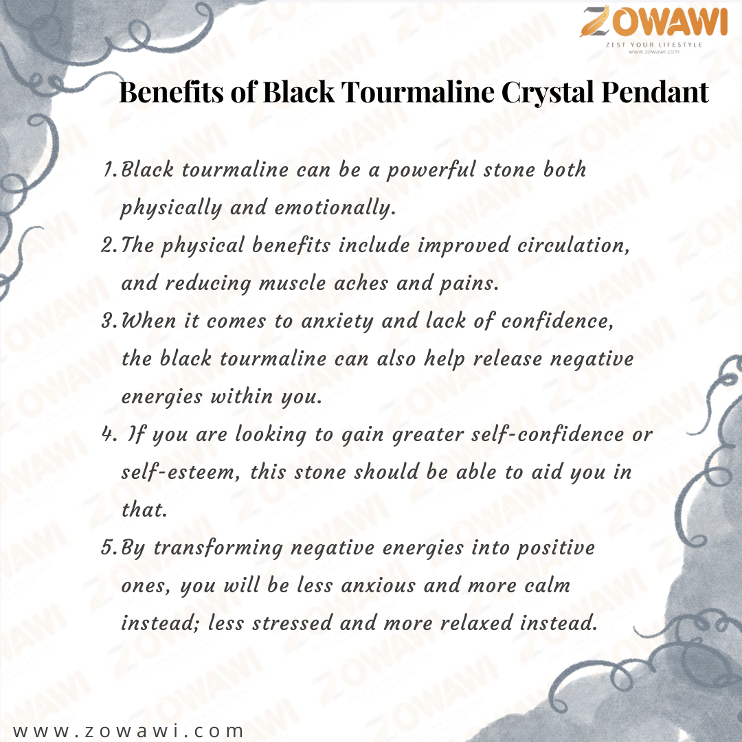 Natural Black Tourmaline Unisex Pendant With Neck Chain
