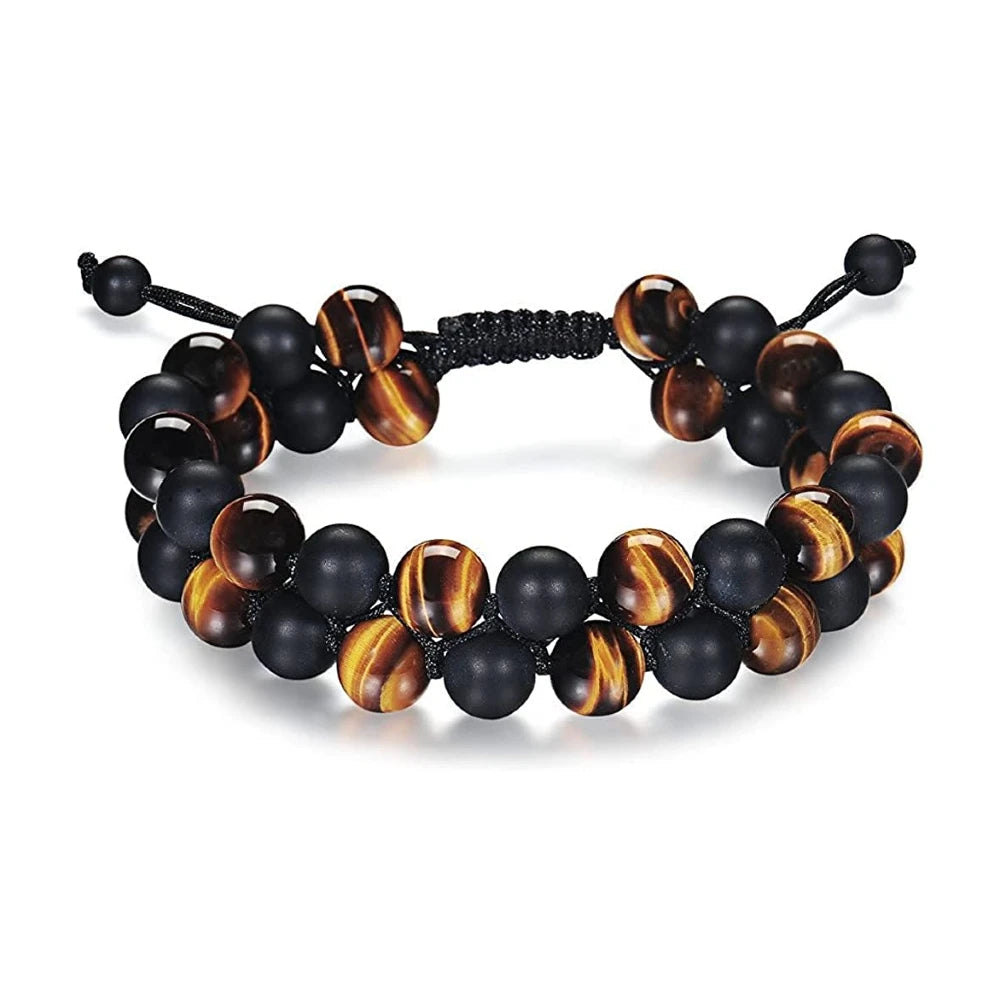 Tiger Eye and Black Matte Finish Crystal