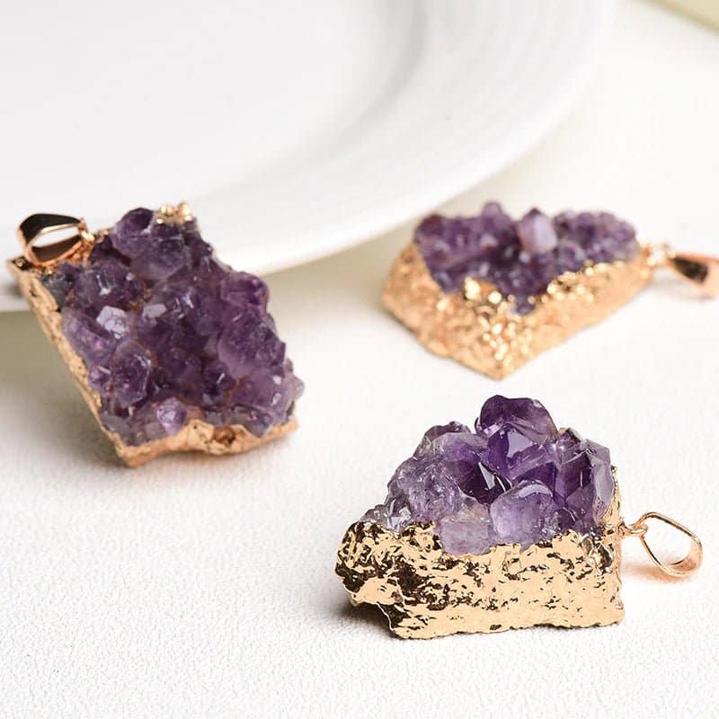 Natural Amethyst Cluster Pendant From Uruguay