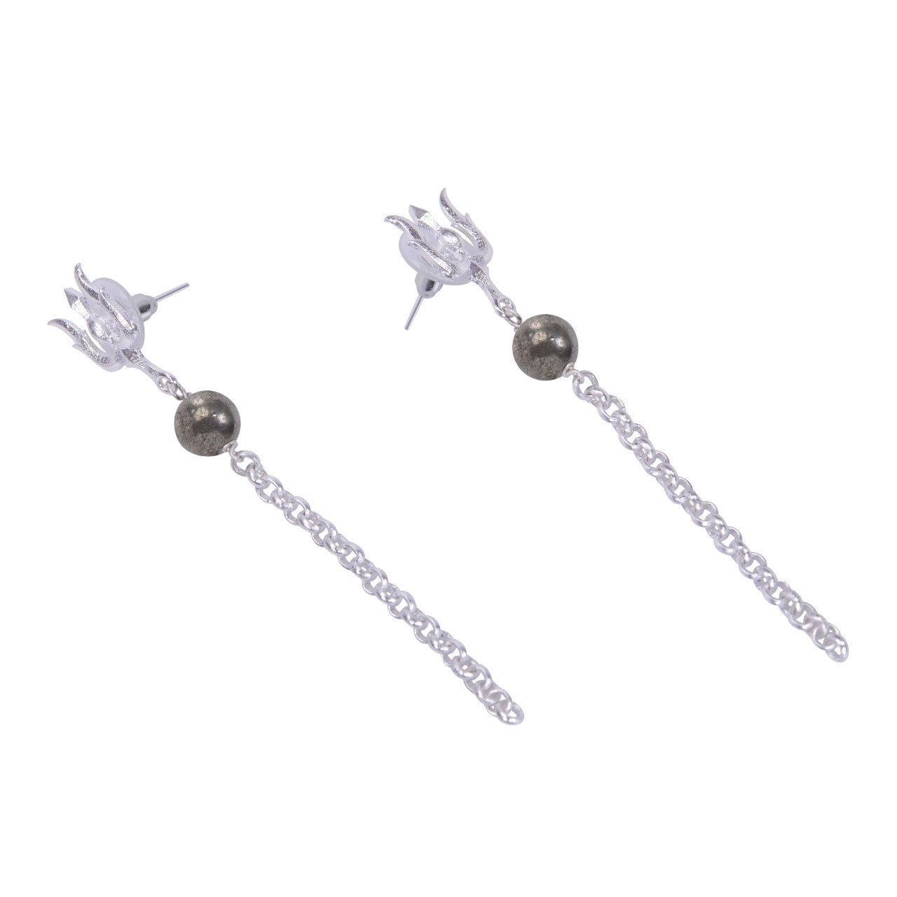 Natural Pyrite Unisex Earrings in Sterling Silver