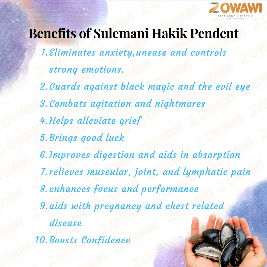 Natual Sulemani Hakik Pendant With Neck Chain (Stone Of Miracles)