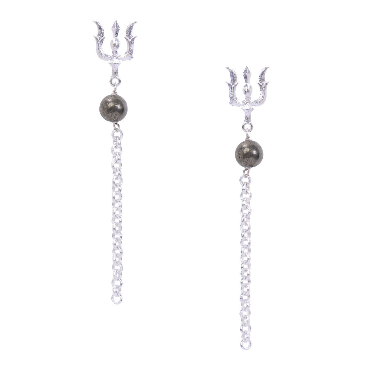 Natural Pyrite Unisex Earrings in Sterling Silver