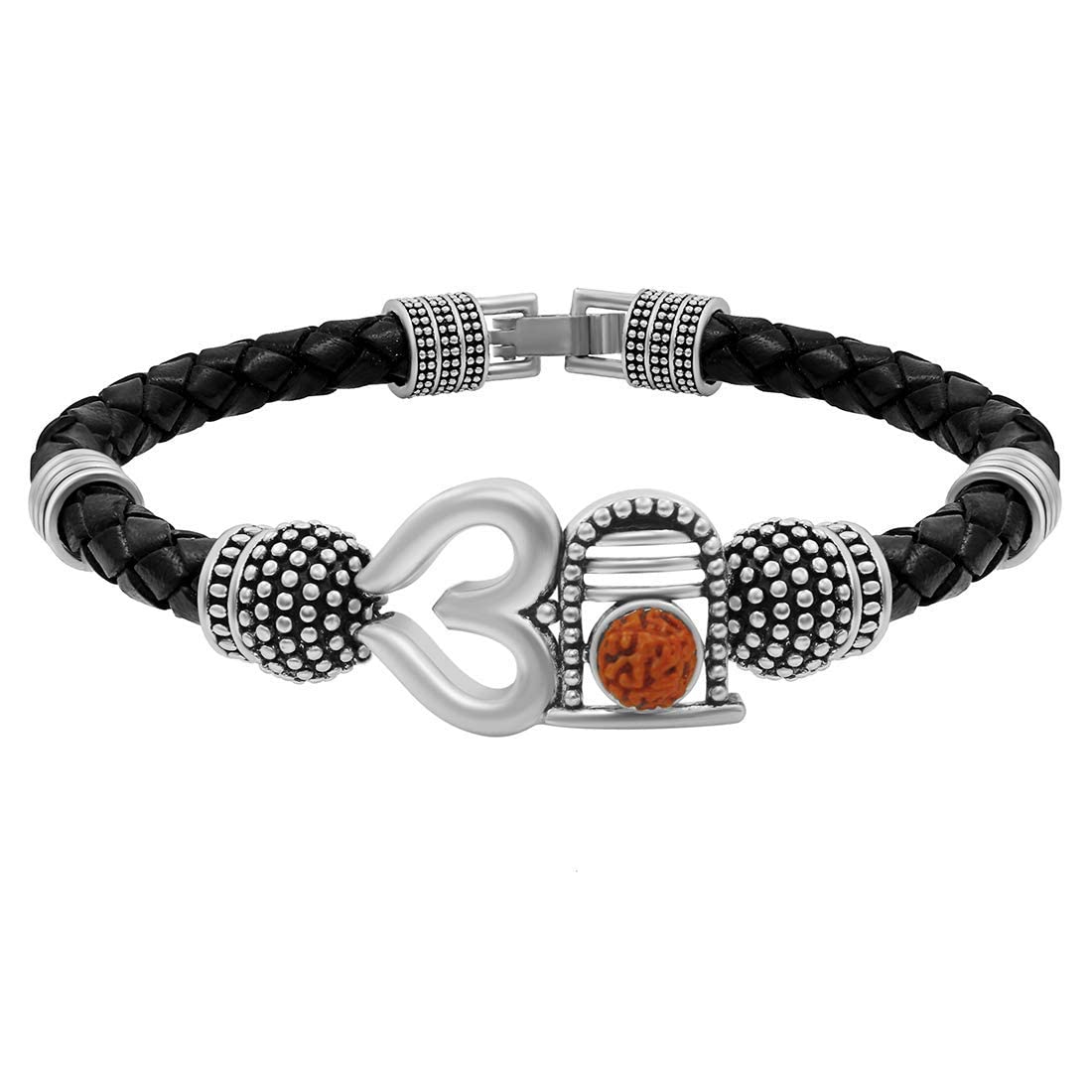 Silver Rudraksha Shivling Ethnic Kada Bracelet