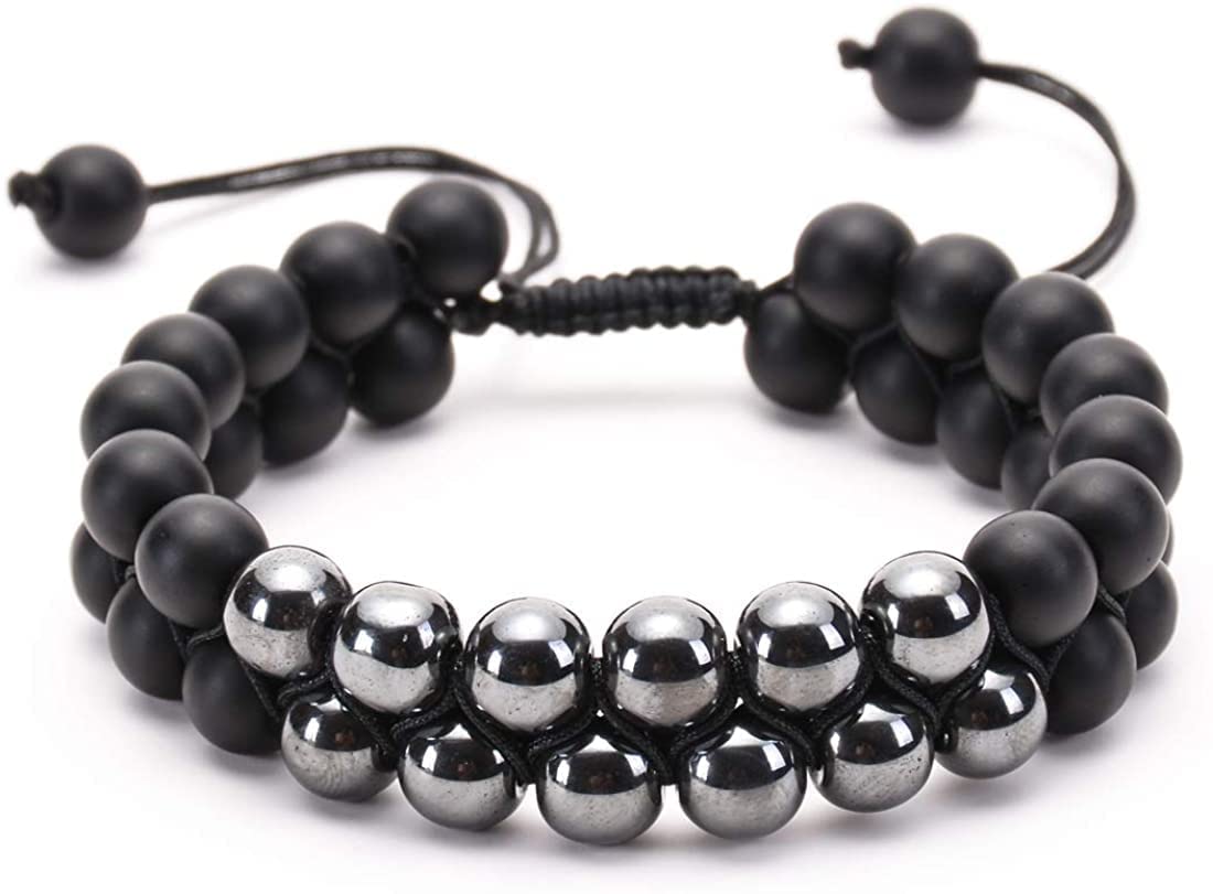 Natural Hematite Black Matte Premium Quality Bracelet 8mm Beads Size