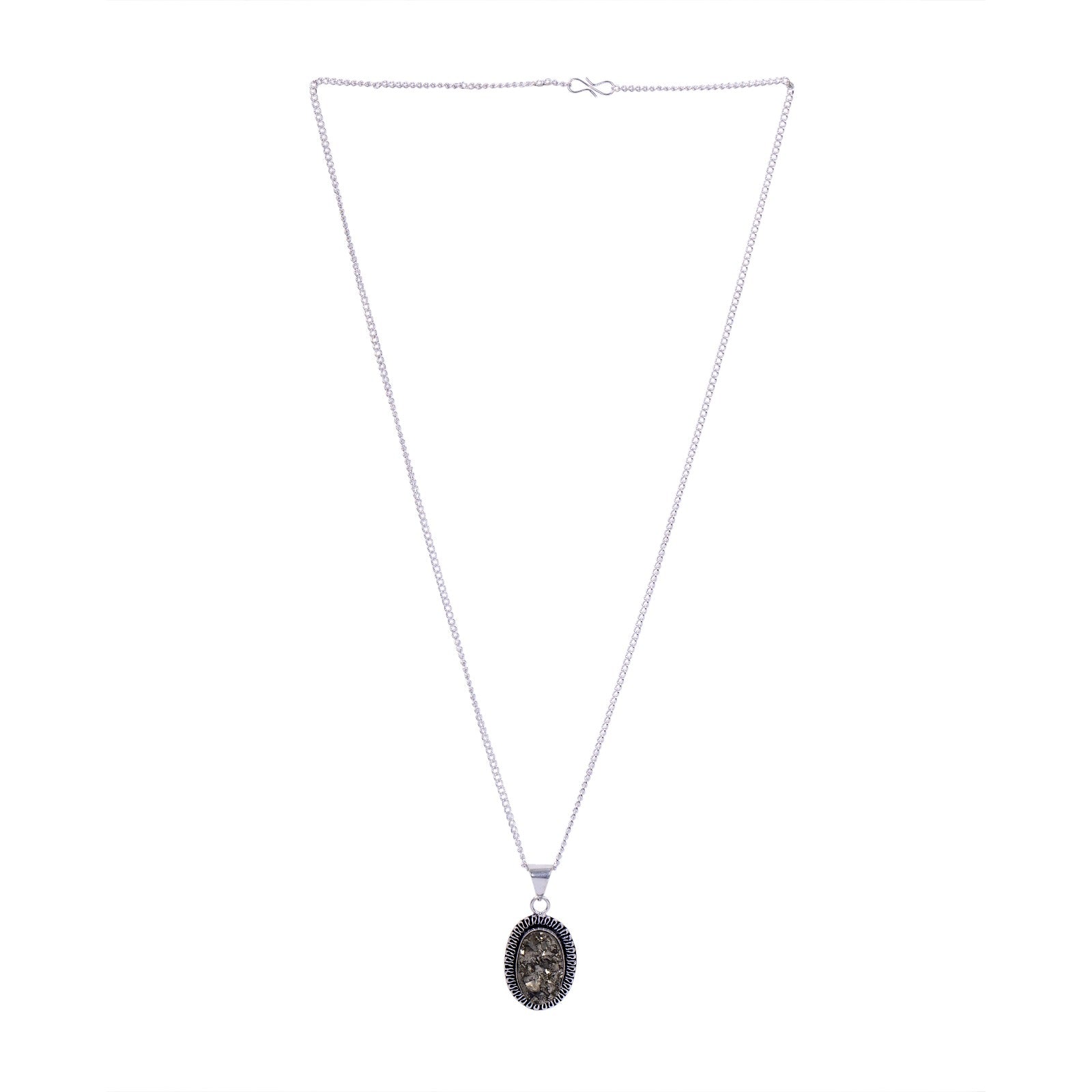 Natural Pyrite Pendant In Sterling Silver With Neck Chain