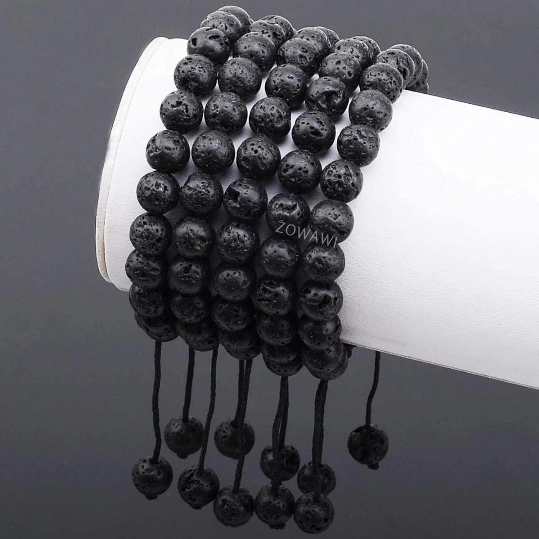 Natural Lava Crystal Unisex Adjustable Bracelet 8mm Beads Size