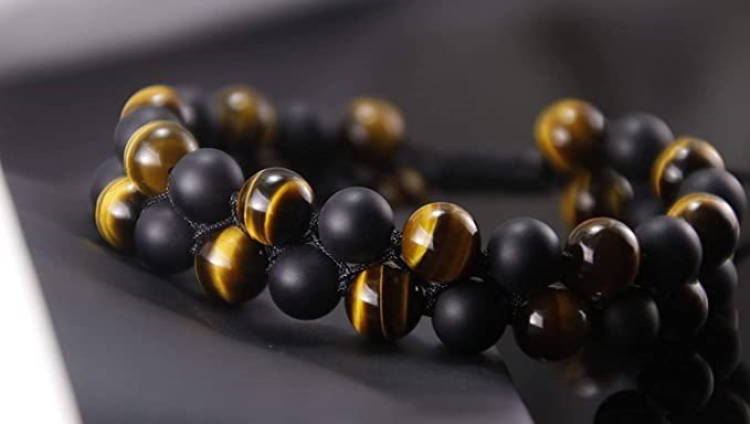 Tiger Eye and Black Matte Finish Crystal
