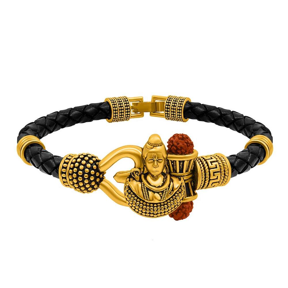 Golden Shiva Face Quality Ethnic Karah Bracelet
