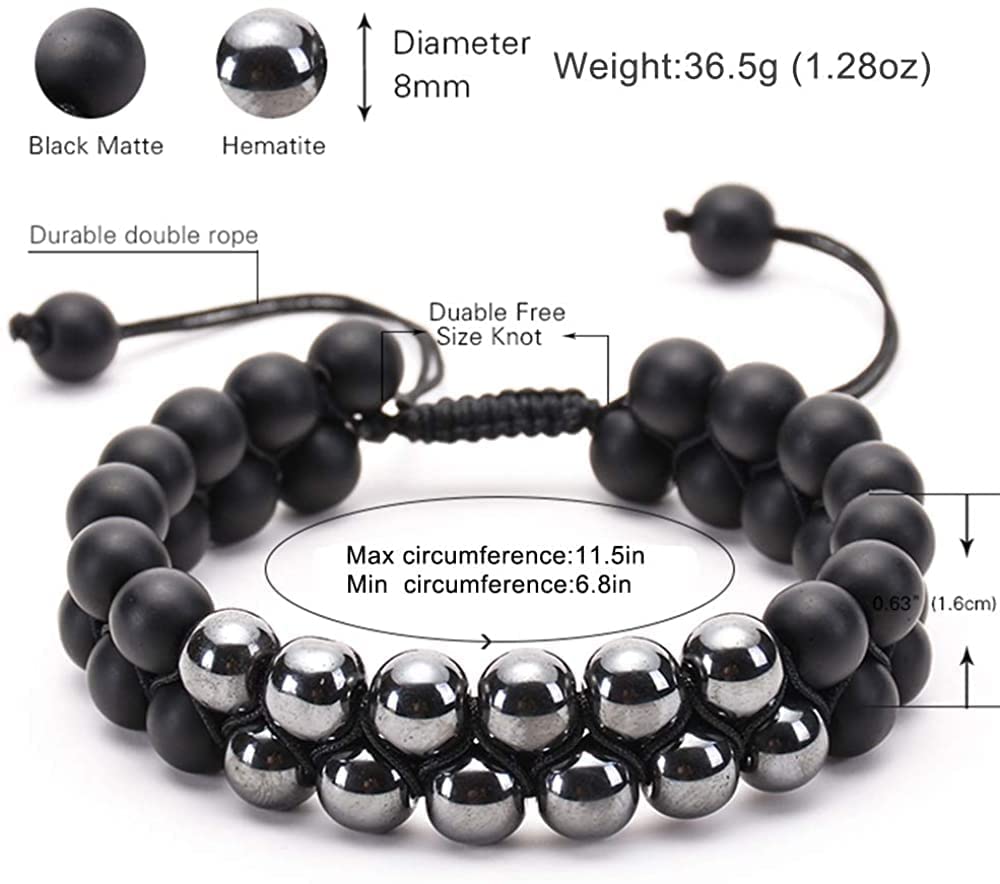 Natural Hematite Black Matte Premium Quality Bracelet 8mm Beads Size