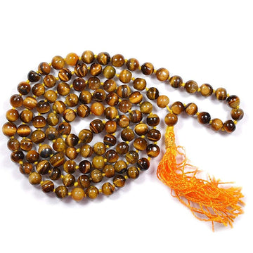 Export Quality Natural Tiger Eye Mala 8mm Beads Size 108+1=109 Beads