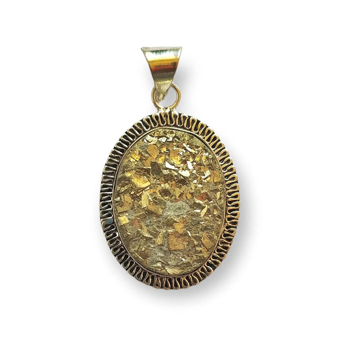 Natural Pyrite Pendant In Sterling Silver With Neck Chain