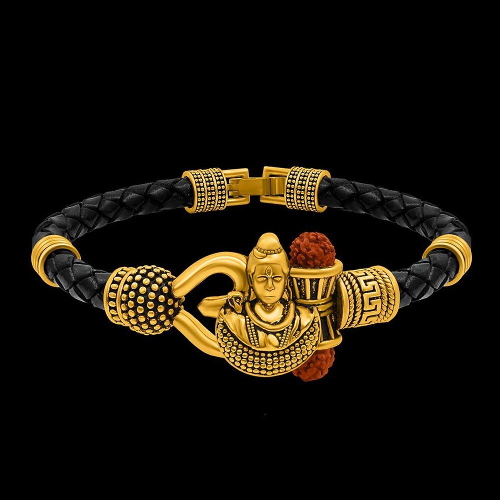 Golden Shiva Face Quality Ethnic Karah Bracelet