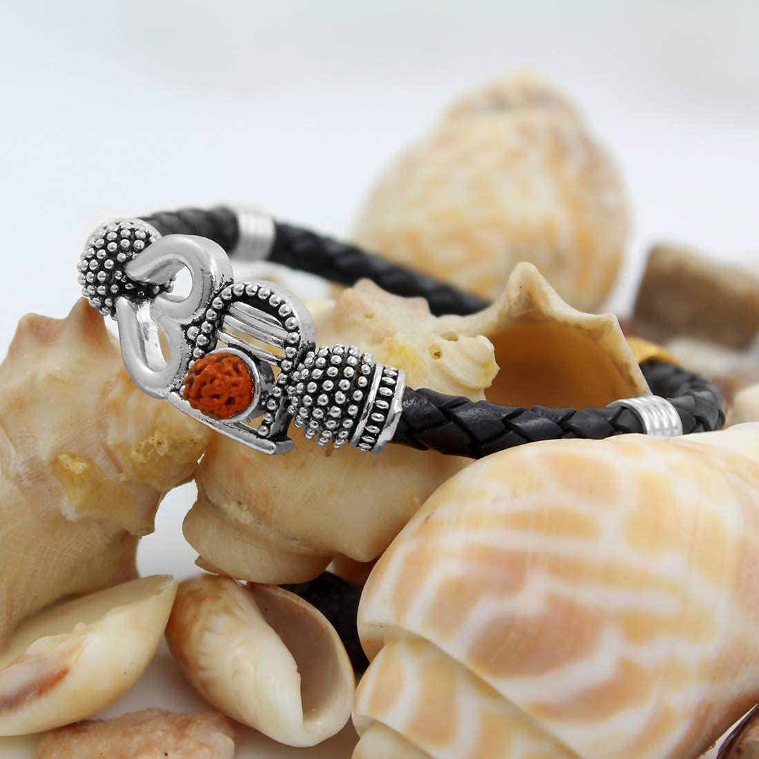 Silver Rudraksha Shivling Ethnic Kada Bracelet
