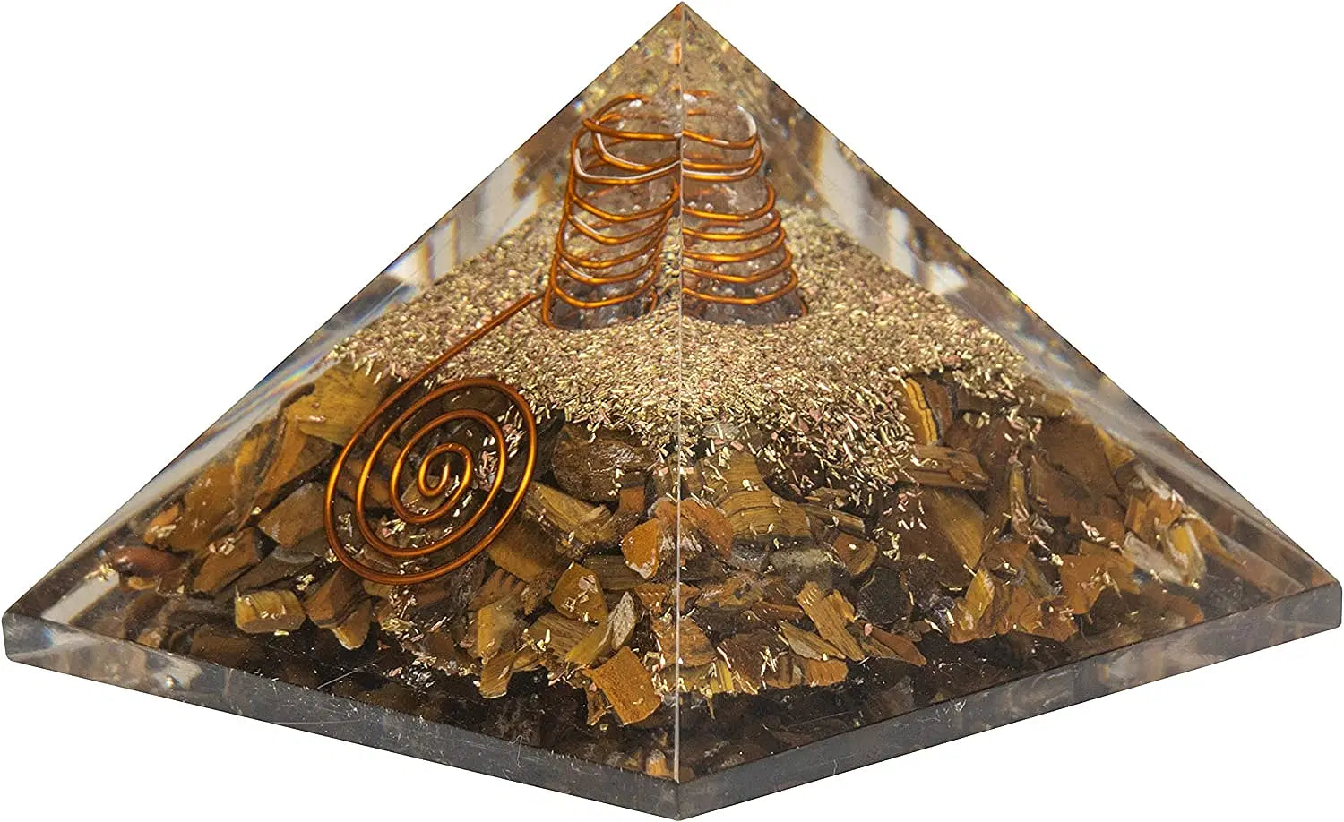 Natural Tiger Eye Orgonite Pyramid