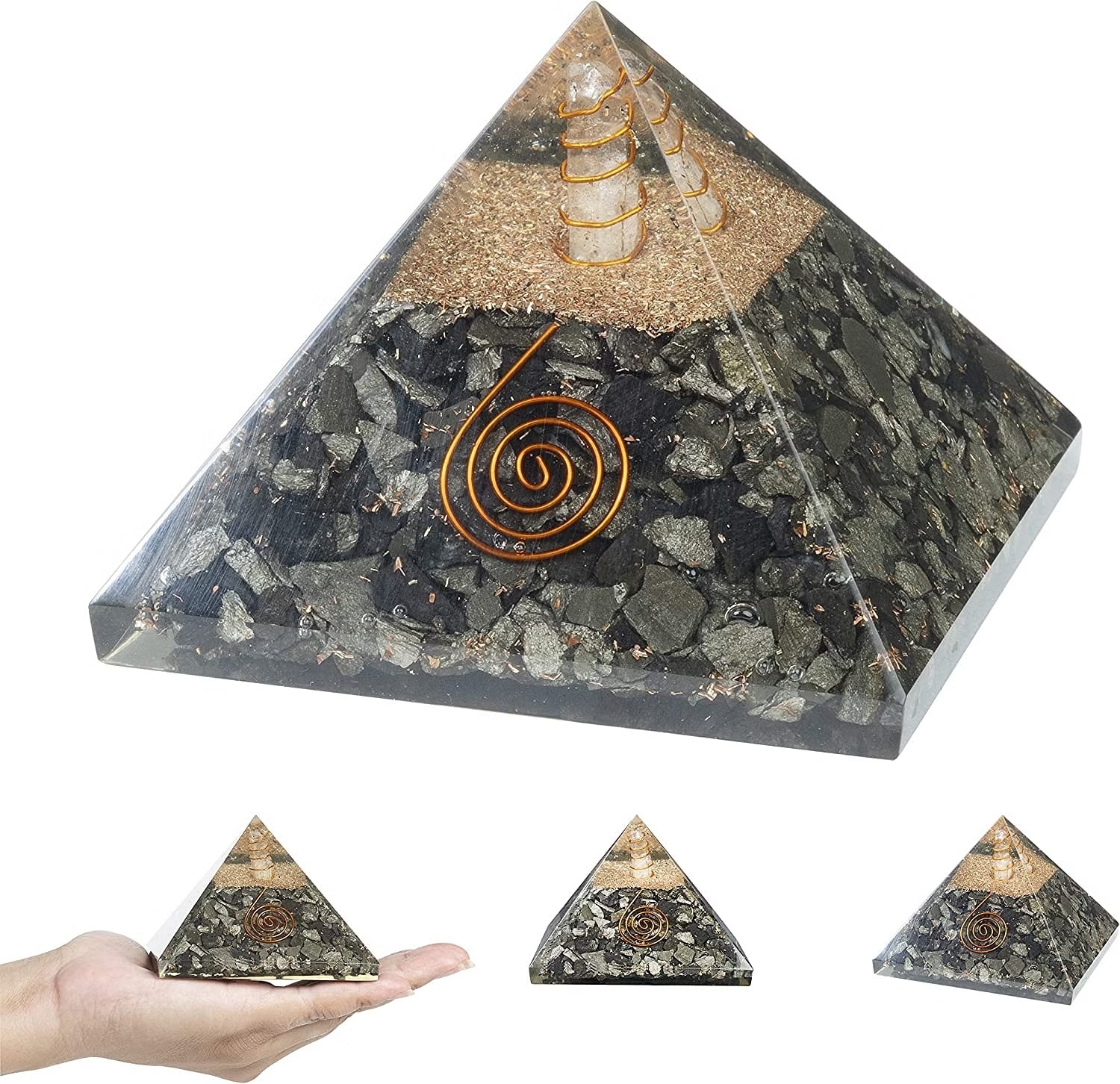 Natural Golden Pyrite Orgonite Pyramid