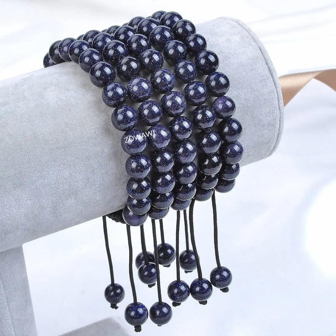 Natural Blue Sand Stone Crystal Unisex Bracelet