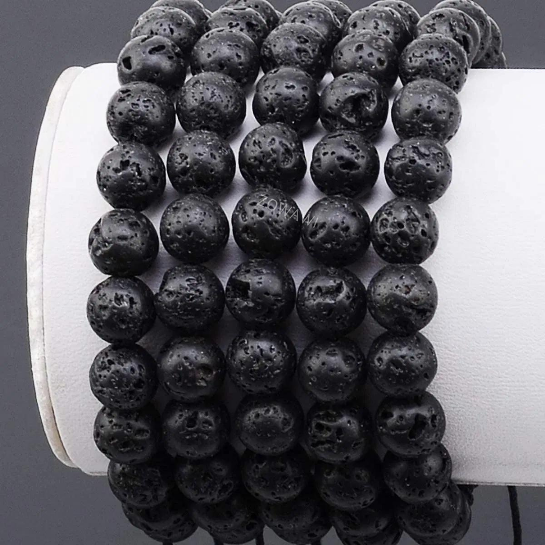 Natural Lava Crystal Unisex Adjustable Bracelet 8mm Beads Size