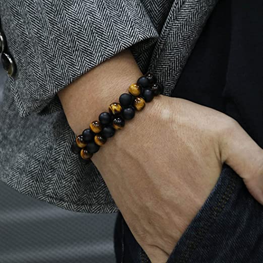 Tiger Eye and Black Matte Finish Crystal