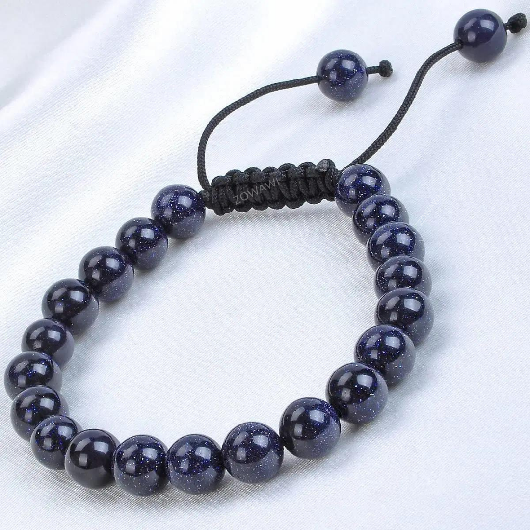 Natural Blue Sand Stone Crystal Unisex Bracelet