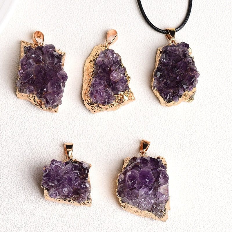Natural Amethyst Cluster Pendant From Uruguay