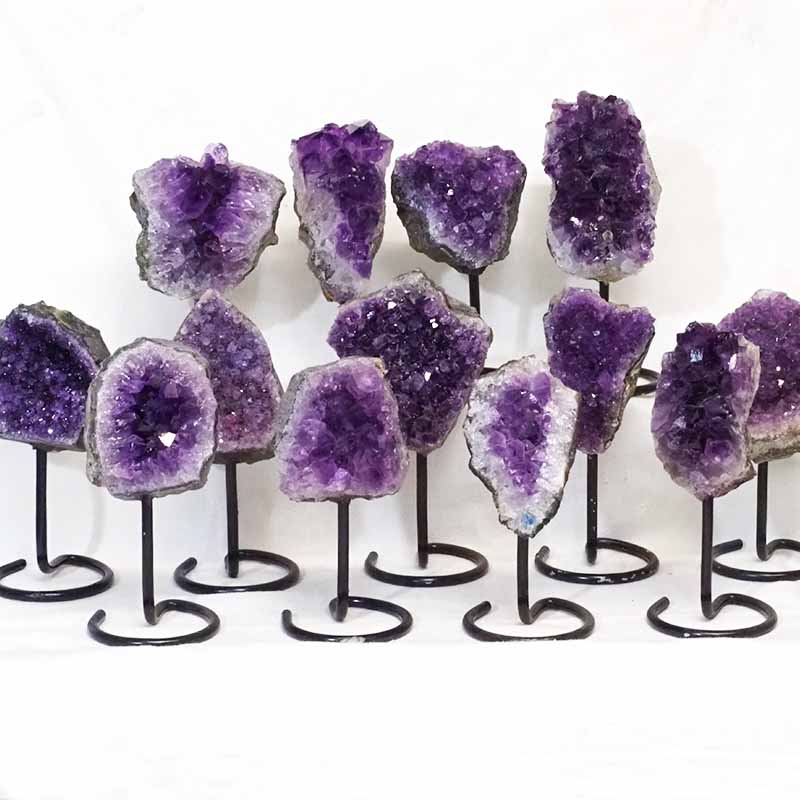 Energized Natural Amethyst Cluster Stand From Uruguay