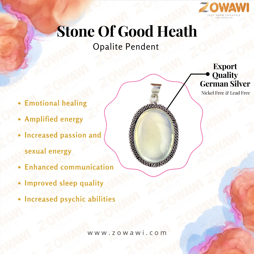 Natural Opalite Pendant With Neck Chain (Stone Of Good Health)