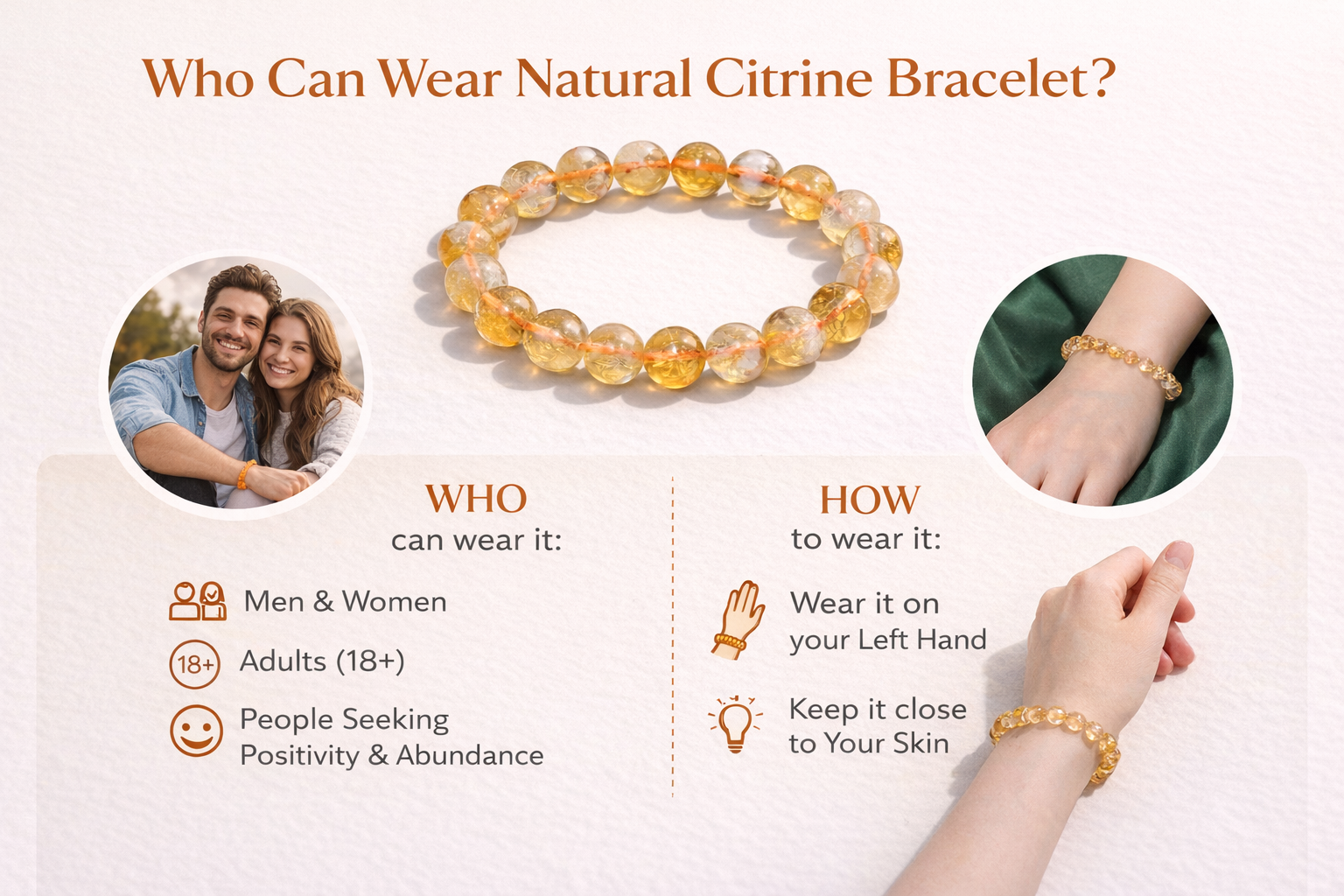Natural Citrine Bracelet 8mm Beads Size ( 5 pcs combo )