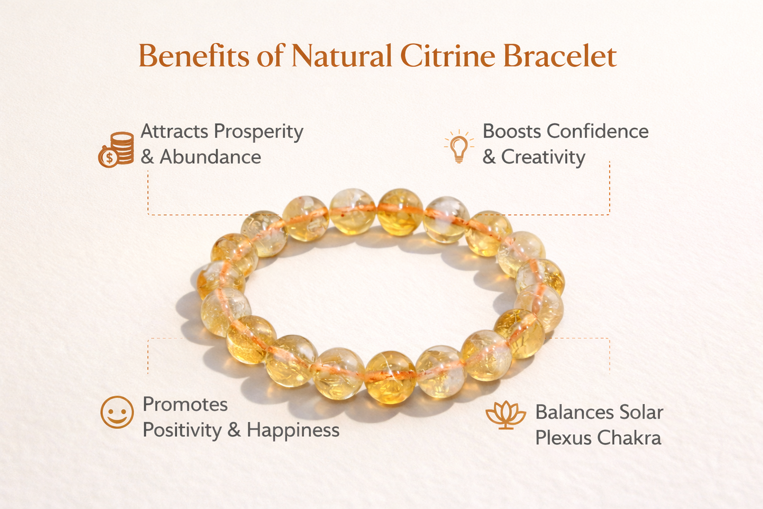 Natural Citrine Bracelet 8mm Beads Size