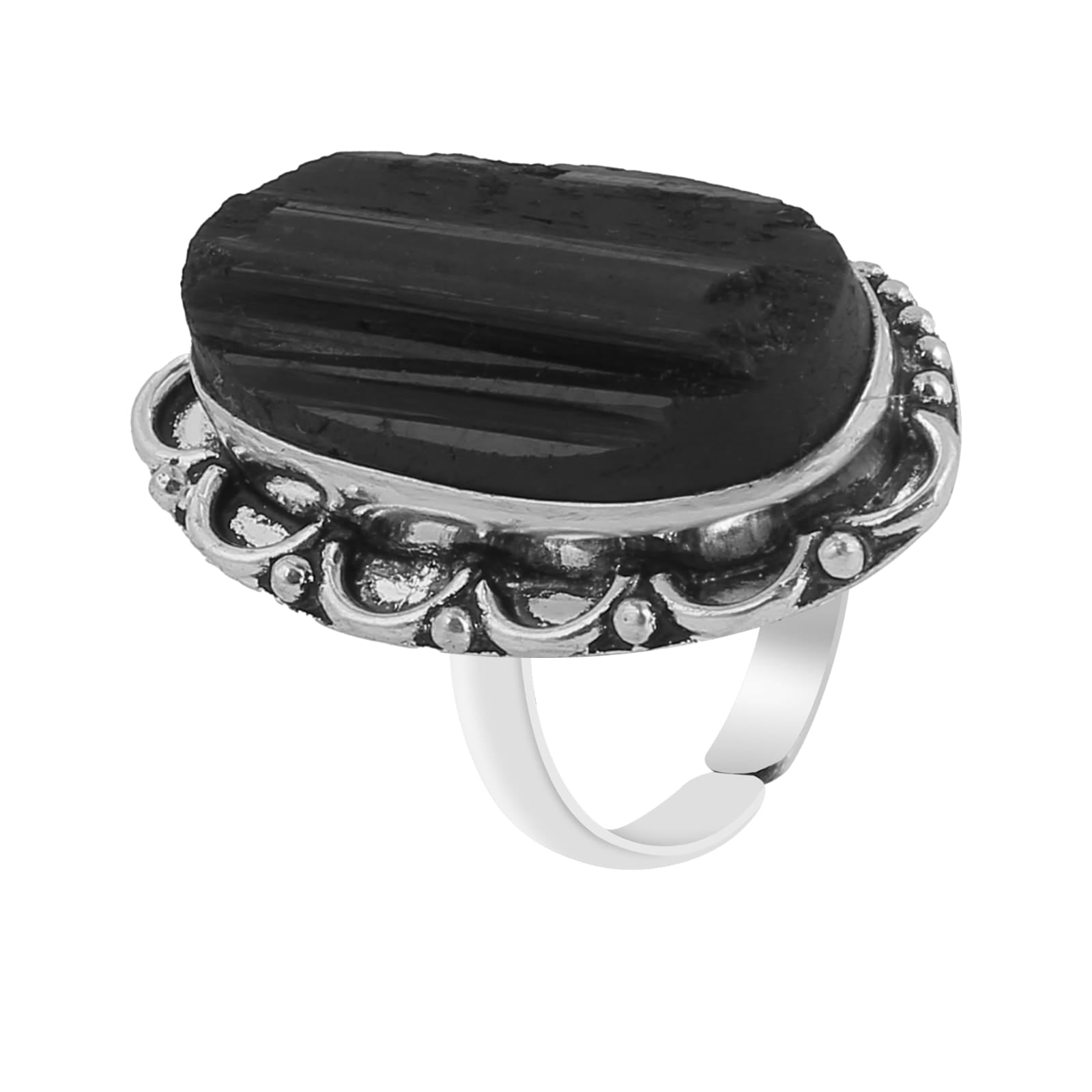 Black Tourmaline Adjustable Ring
