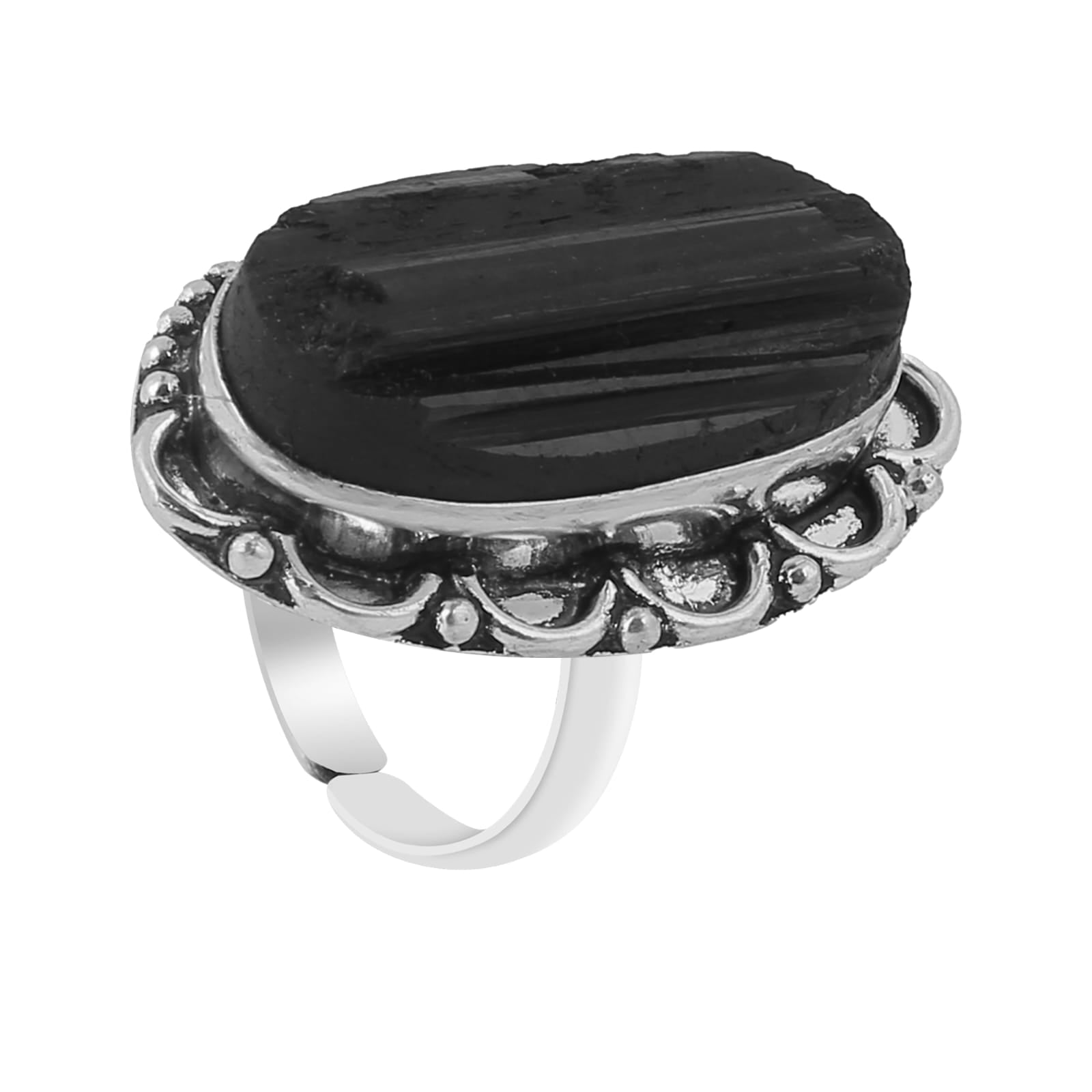 Black Tourmaline Adjustable Ring