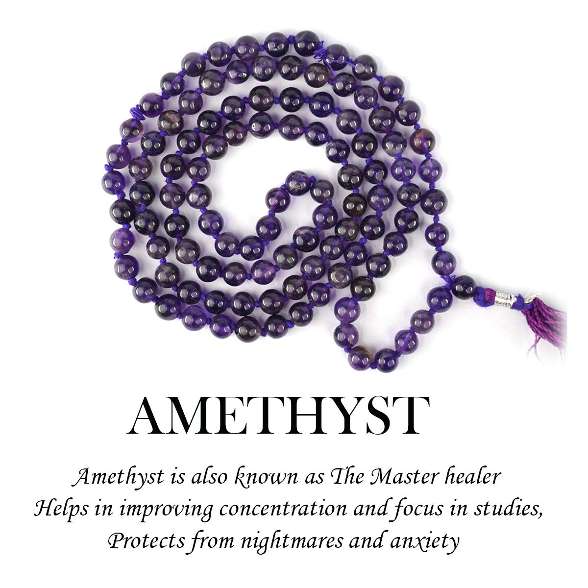 Natural Amethyst 6mm Mala 108 beads