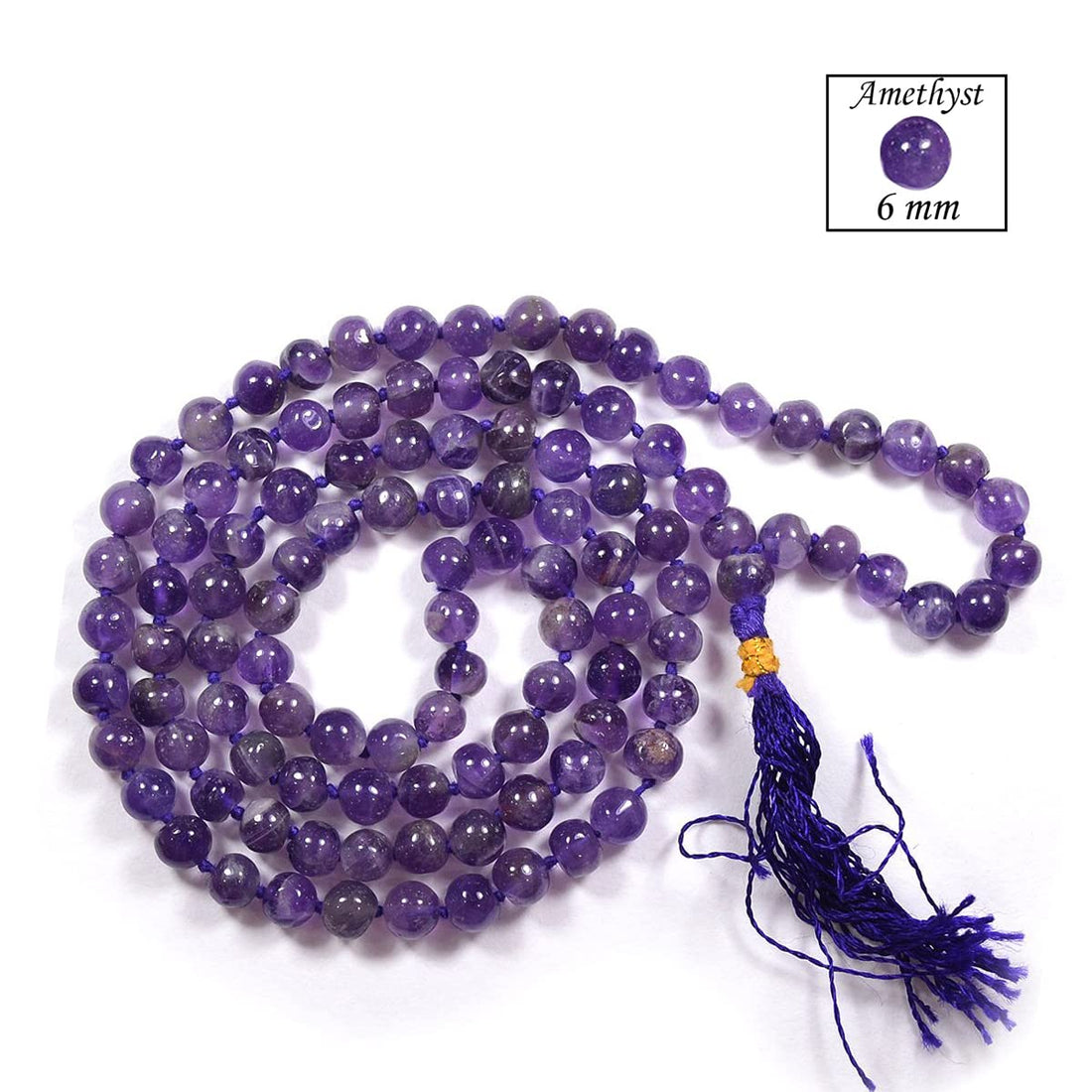 Natural Amethyst 6mm Mala 108 beads