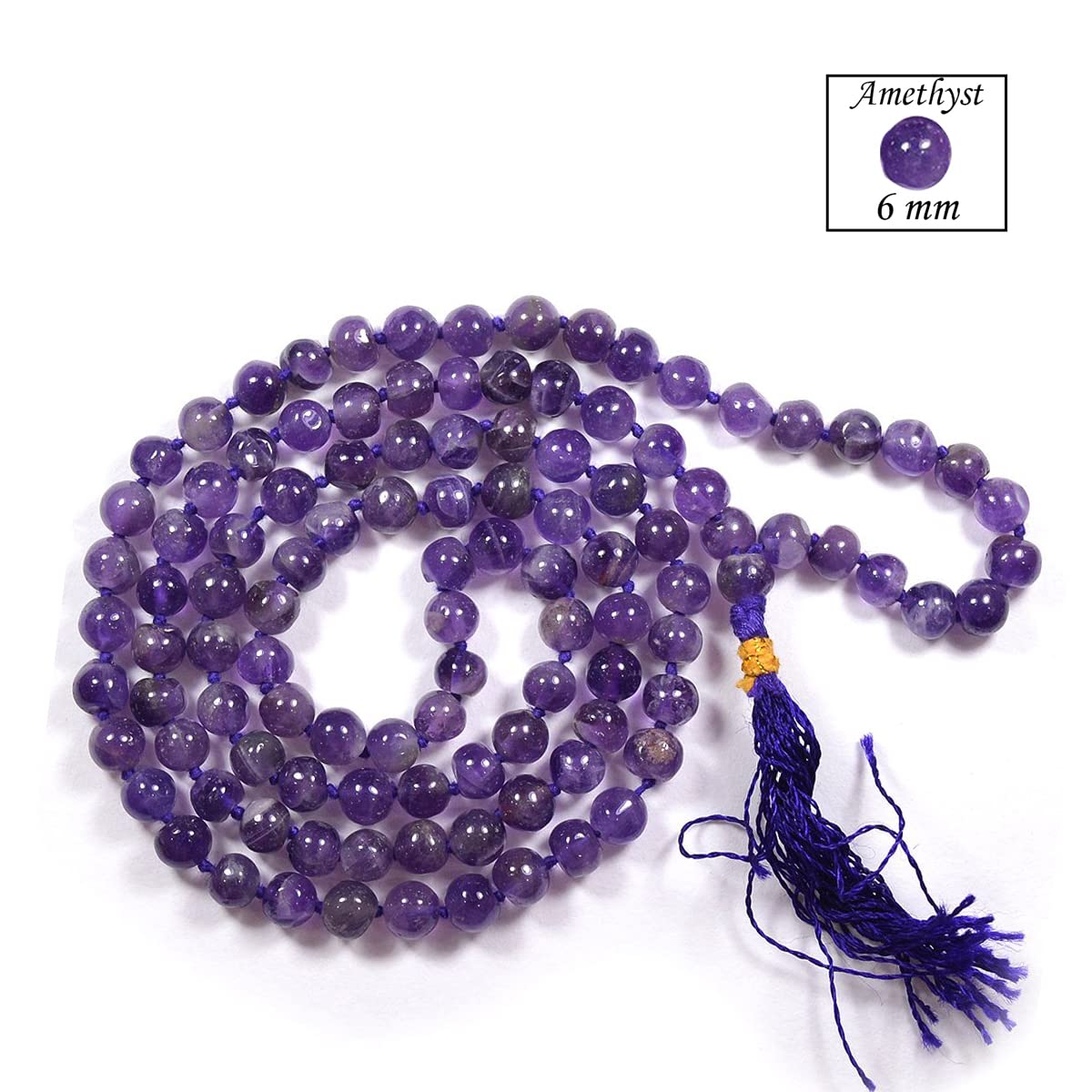 Natural Amethyst 6mm Mala 108 beads
