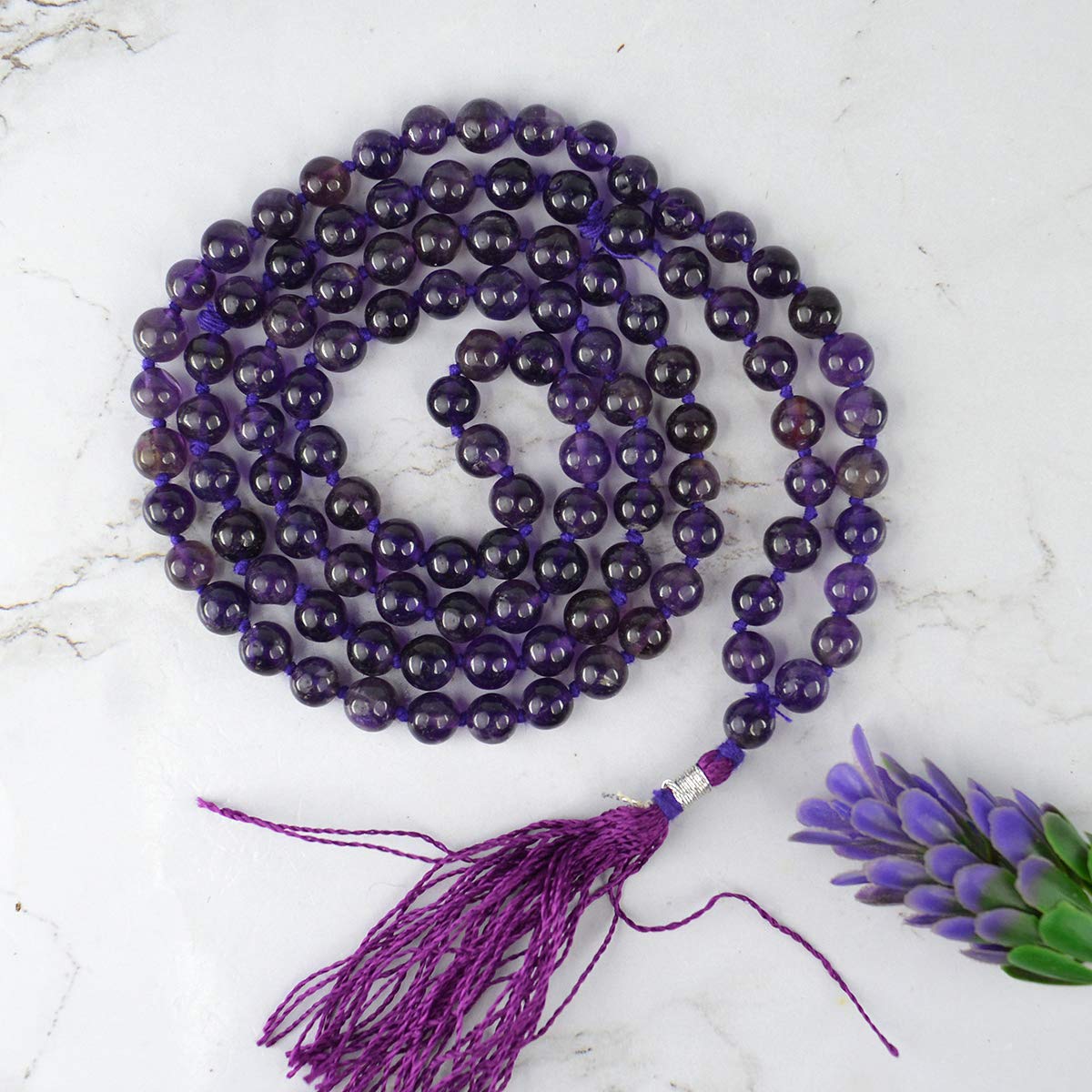 Natural Amethyst 6mm Mala 108 beads
