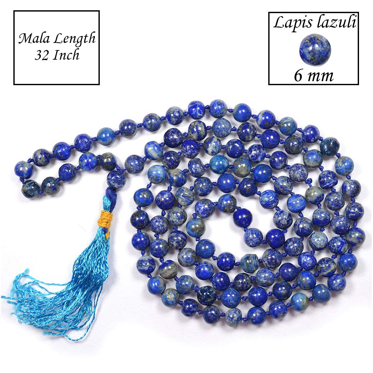 Natural Lapis Lazuli 6mm Mala 108 Beads