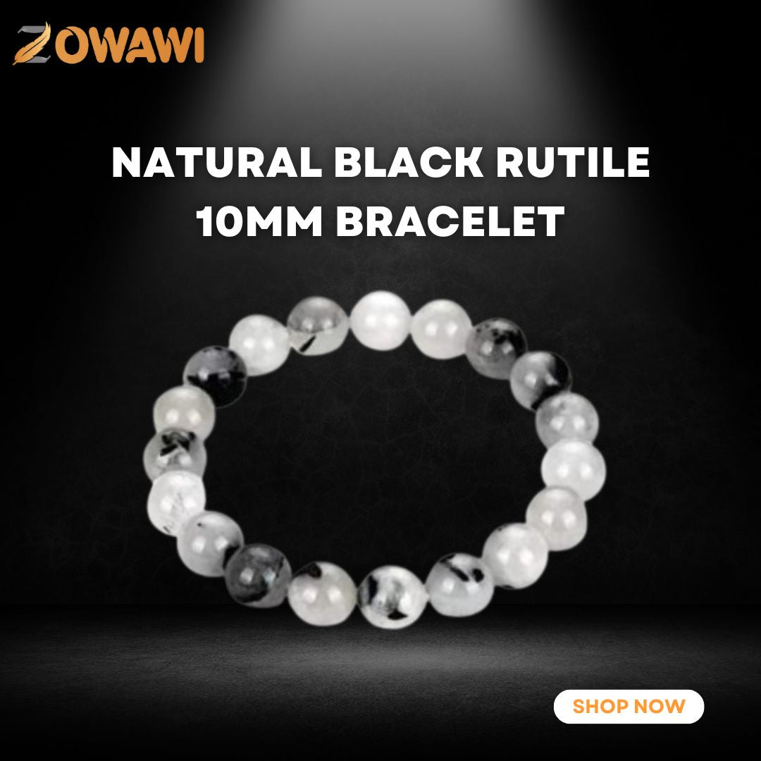 Natural Black Rutile 10mm Bracelet