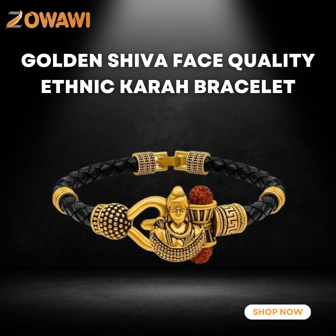 Golden Shiva Face Quality Ethnic Karah Bracelet
