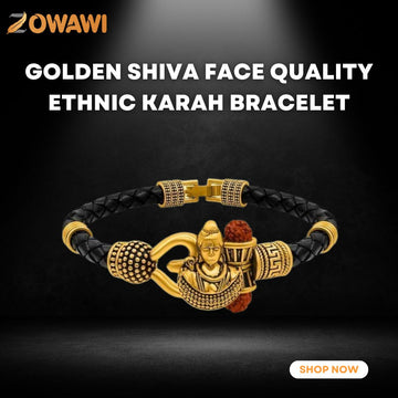 Golden Shiva Face Quality Ethnic Karah Bracelet