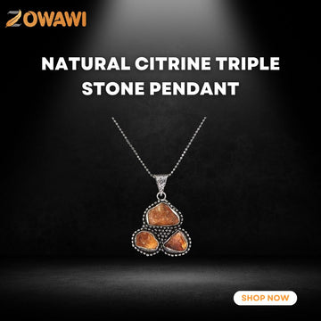 Natural Citrine Triple Stone Pendant
