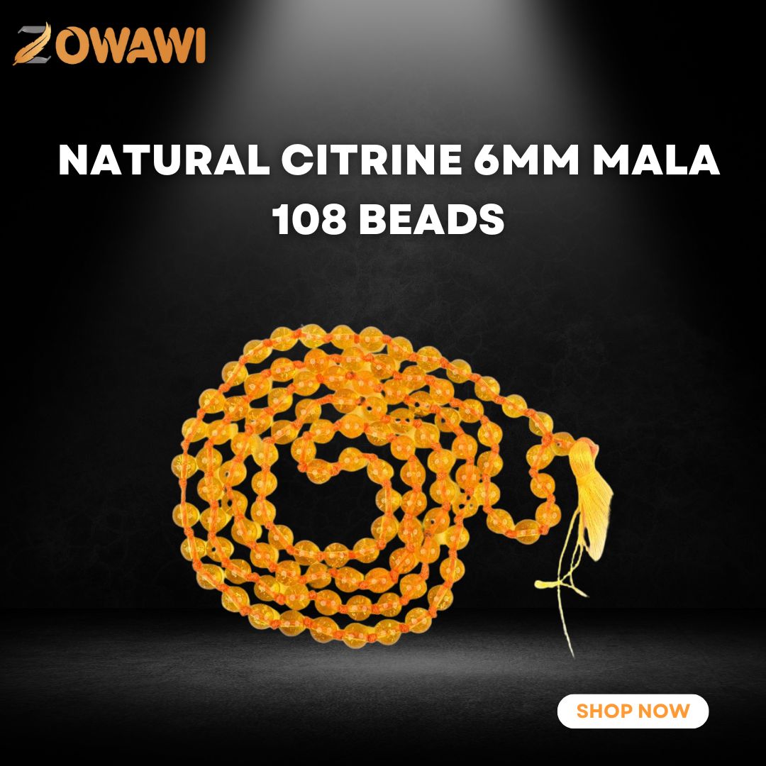 Natural Citrine 6mm Mala 108 Beads