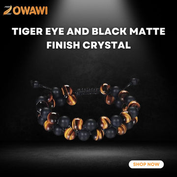 Tiger Eye and Black Matte Finish Crystal