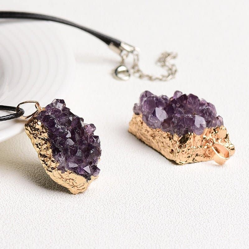 Natural Amethyst Cluster Pendant From Uruguay