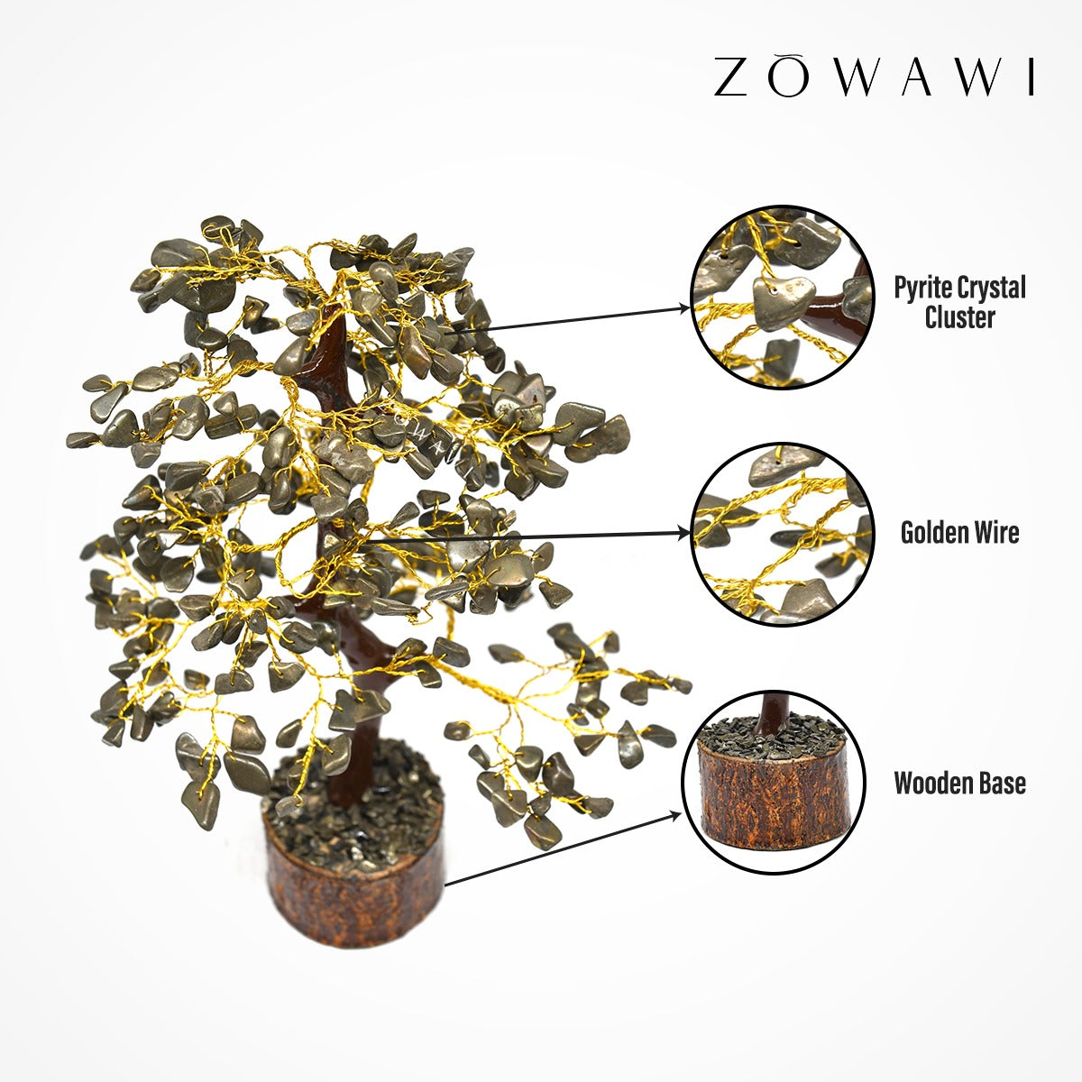 Energized Natural Pyrite Tree With 360 Pyrite Beads