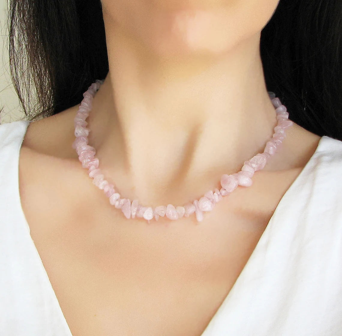 Rose Quartz Chips Necklace