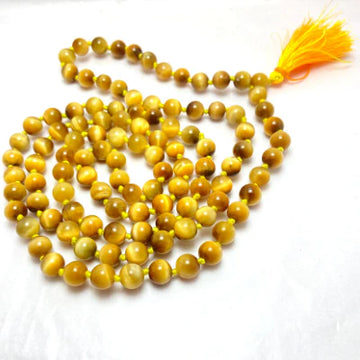Natural Yellow Cat's Eye Mala Rosary 8mm Beads Size 108+1=109 Beads