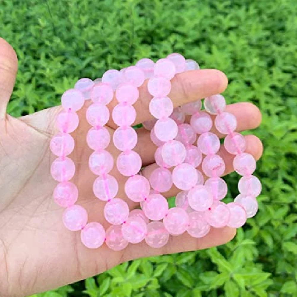 Natural Rose Quartz Bracelet 4mm Size To 12mm Beads Size