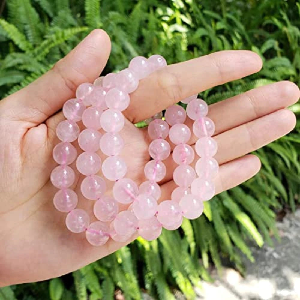 Natural Rose Quartz Bracelet 4mm Size To 12mm Beads Size