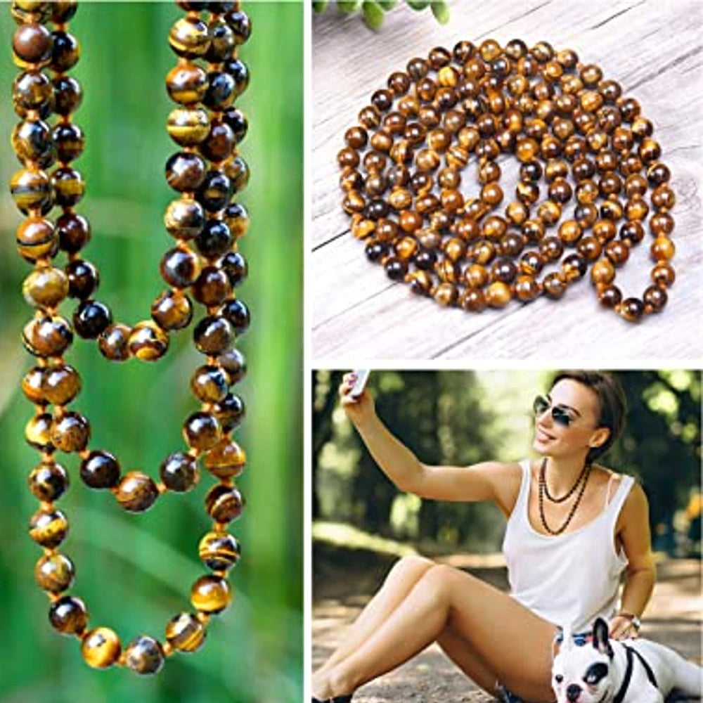 Natural Tiger's Eye Beads Endless Necklace